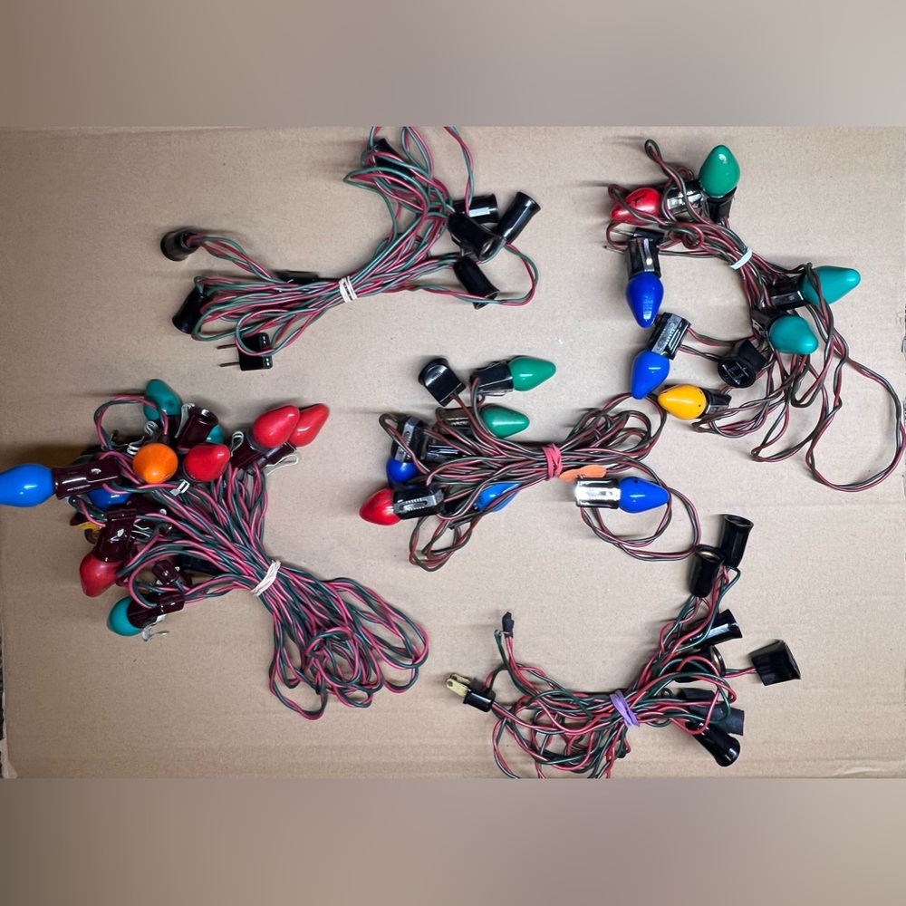 Vintage Noma Christmas C7 Lights String Red Green 35 Sockets Tested Working